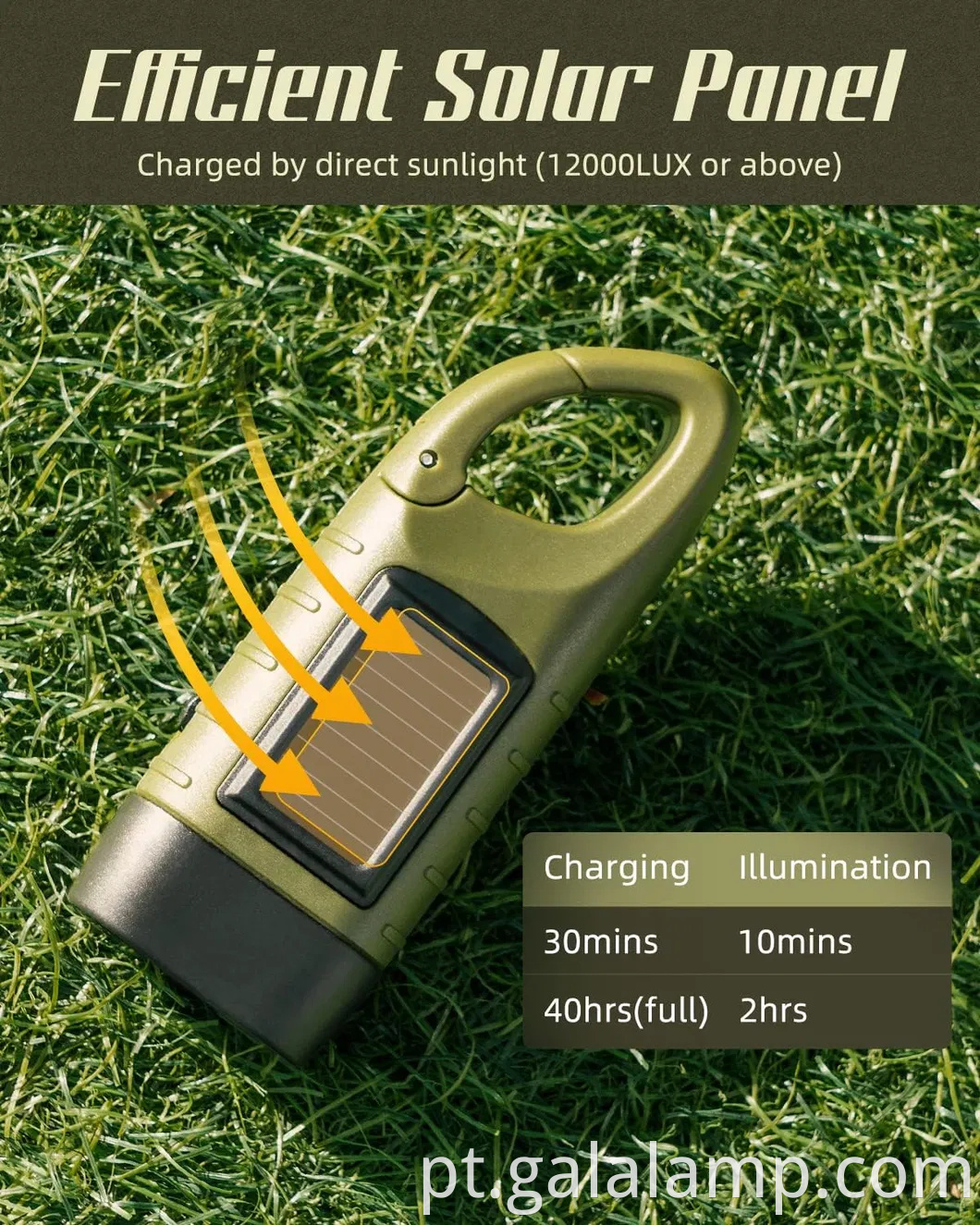 Lanterna LED movida a solar ao ar livre com sistema de carregamento manual